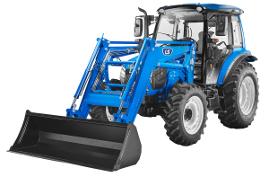 LS MT7101CPS tractor with 101 HP, spacious ergonomic cab, LED lamps, power shuttle transmission, 8,378 lbs lift capacity, and premium heavy-duty performance