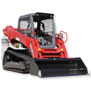 Takeuchi TL12V2 compact track loader with vertical lift design, enlarged enclosed cab, and quiet ride track system for smooth, high-performance operation